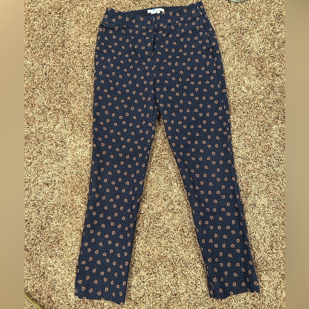 Boden Navy Pants with Tan Paisley Print